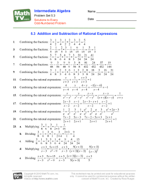 Intermediate Algebra Problem Set 5.3