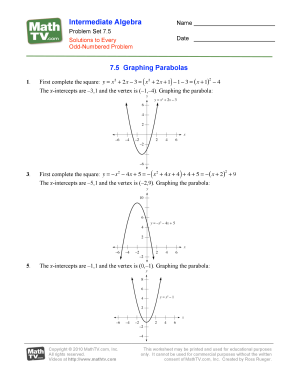 Intermediate Algebra Worksheet