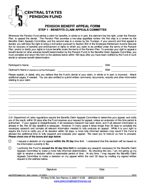 Pension Benefit Appeal Form