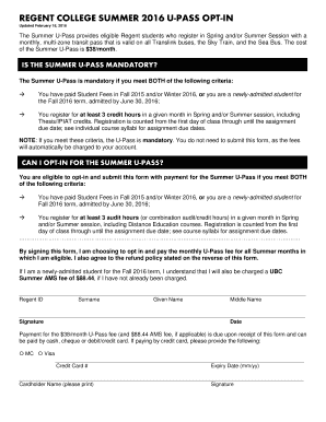 Summer U-Pass Opt-In Form