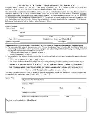 Arizona Disability Property Tax Exemption Form