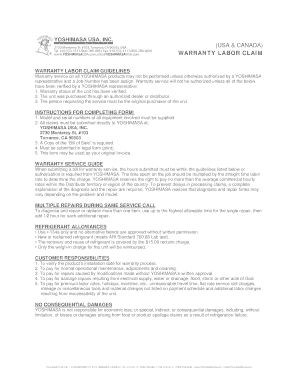 Warranty Labor Claim Form