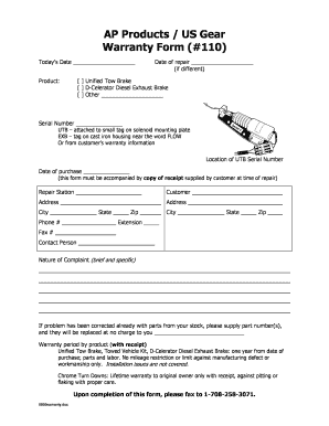AP Products Warranty Form