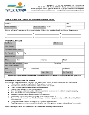 Australian Tenancy Application Form