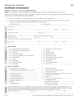 Minnesota Certificate of Exemption