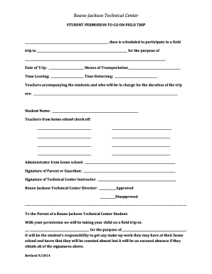 Student Permission to Go on Field Trip