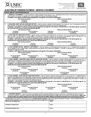 Election of Pension Payment Form