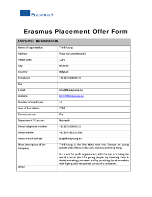 Erasmus Placement Offer Form