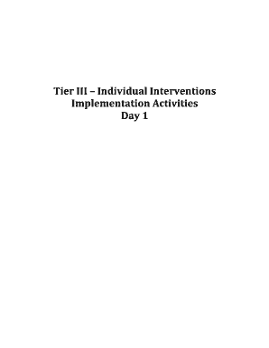Tier III Individual Interventions Action Plan