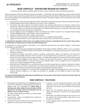 Paintball Waiver and Release of Liability