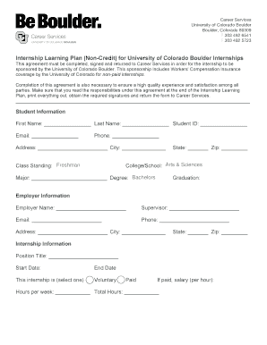 Internship Learning Plan Agreement