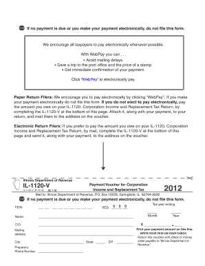 Illinois IL-1120-V Payment Voucher