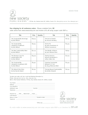 Order Form for Conference Books