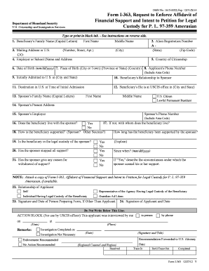 Form I-363 Request to Enforce Affidavit of Financial Support