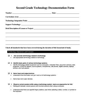 Second Grade Technology Documentation Form