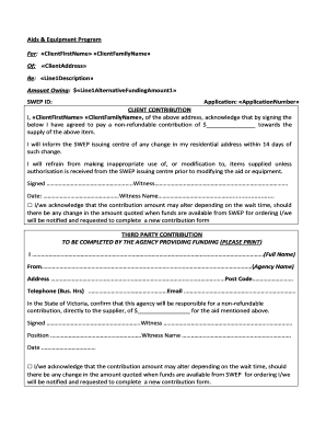 Aids & Equipment Program Contribution Form