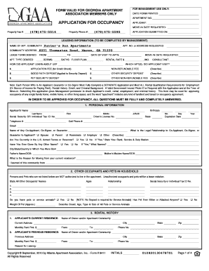 Georgia Apartment Occupancy Application
