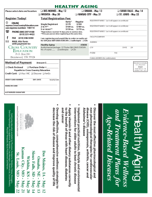 Healthy Aging Seminar Registration Form