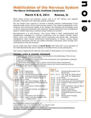 Mobilization of the Nervous System The Neuro Orthopaedic Institute (Australia) March 5 &