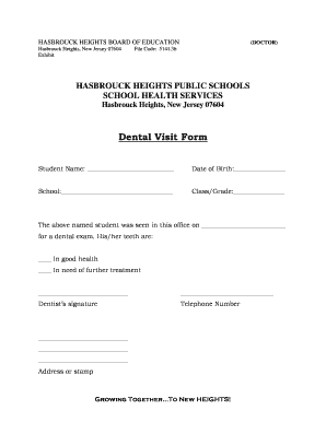 Dental Visit Form