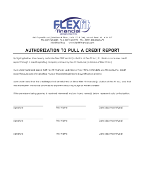 Social work intake assessment example - AUTHORIZATION TO PULL A CREDIT REPORT - Flex Fit