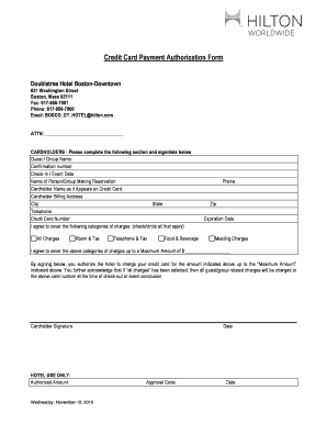 Credit Card Payment Authorization Form