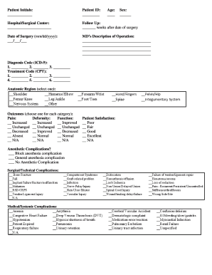 Post-Operative Follow-Up Form