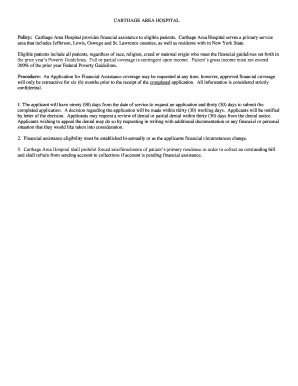 Carthage Area Hospital Financial Assistance Application
