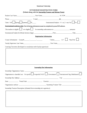 American University Internship Registration Form