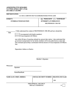 Navy Overseas Tour Election Form