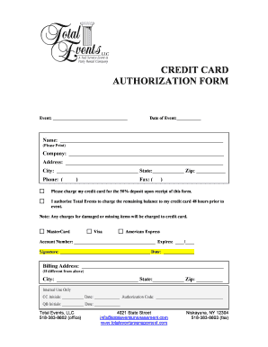 Credit Card Authorization Form