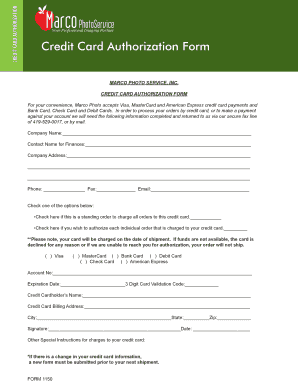 Credit Card Authorization Form