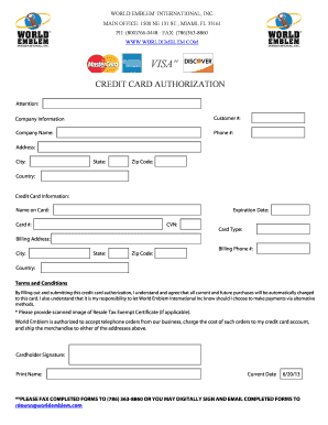 Credit Card Authorization Form