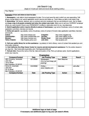 Job Search Log Template