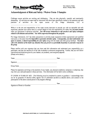 Pro Image Adventures Waiver and Release of Liability