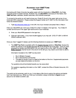 Drake University 1098T Form Access Guide
