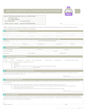 ADESA Kitchener Public Auction Bidder Registration Form