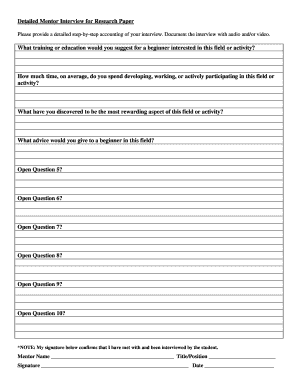Mentor Interview Form for Research Paper