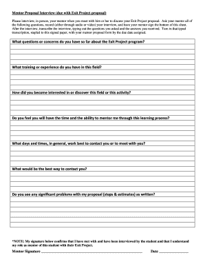 Mentor Proposal Interview Form