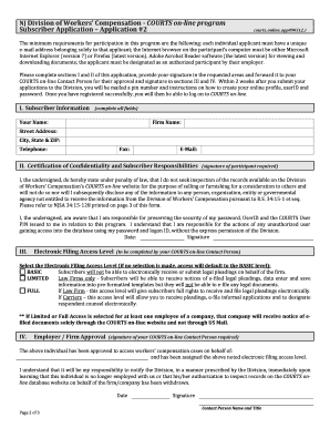 New Jersey Workers' Compensation Courts Online Subscriber Application