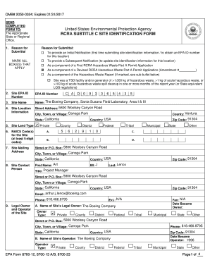 RCRA Subtitle C Site Identification Form