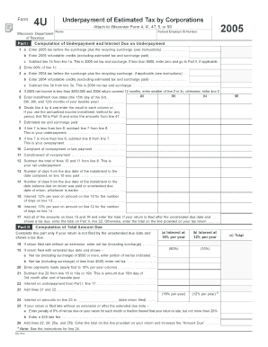 Wisconsin Form 4U Underpayment of Estimated Tax by Corporations