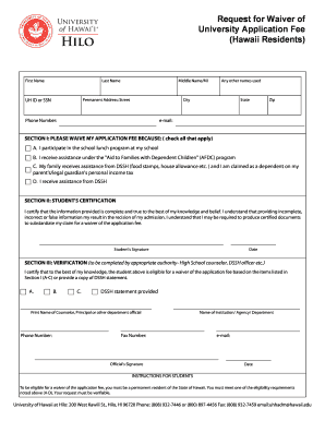 University of Hawaii Application Fee Waiver
