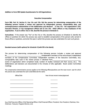 Form 990 Executive Compensation Questionnaire