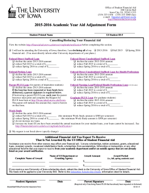 2015-2016 Academic Year Aid Adjustment Form