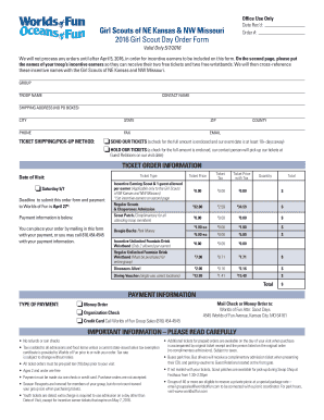 2016 Girl Scout Day Order Form