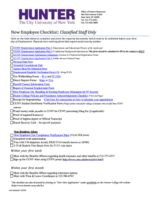 New Employee Checklist Classified Staff Only -