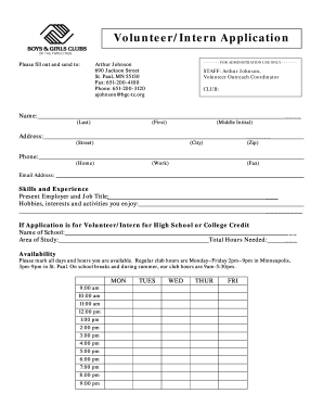 Volunteer Intern Application Form