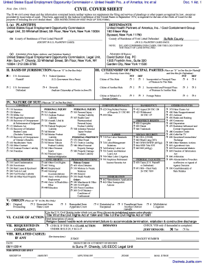 US Federal Civil Cover Sheet