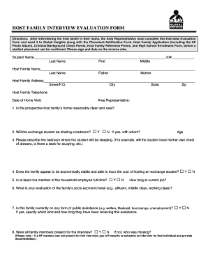 Host Family Interview Form - Global Insights Youth